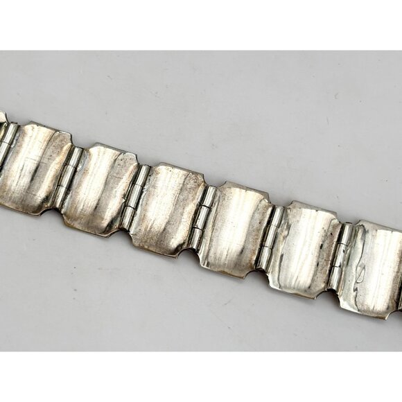 Guillioche Yellow Siam Sterling Silver Paneled Thai 1930's 925 Vintage Bracelet - Picture 8 of 16